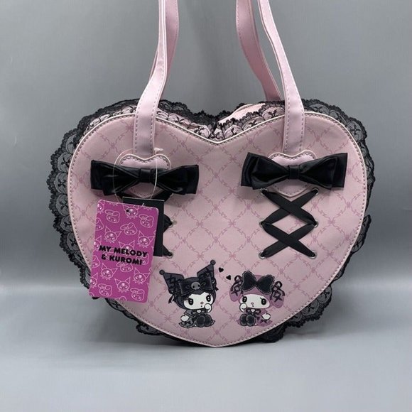 Sanrio Kuromi X Lolita My Melody Heart Crossbody Bag Purse NEW - Picture 2 of 9